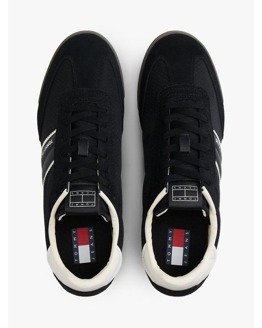 Tommy Hilfiger Black Retro Mixed Texture Serrated Trainers for men