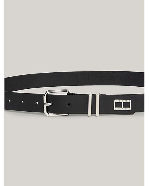 Cinturón Heritage de piel con dos trabillas Tommy Hilfiger de color Black