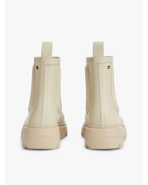 Tommy Hilfiger Natural Rubberised Flag Cleat Rain Boots