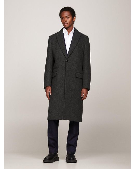 Manteau coupe standard en laine à chevron Tommy Hilfiger pour homme en  coloris Bleu | Lyst