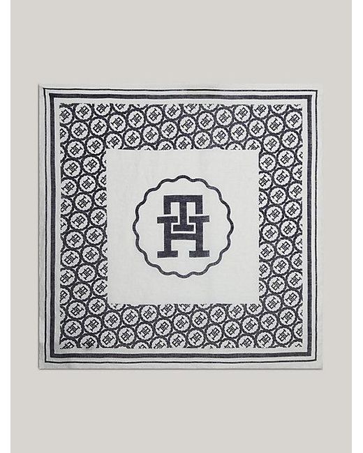 Tommy Hilfiger Linnen Vierkante Sjaal Met Monogramstempel in het Gray