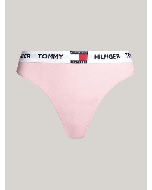 Tommy Hilfiger Pink Heritage Repeat Logo Waistband Thong