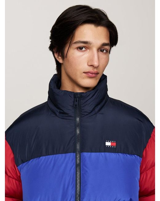 Tommy Hilfiger Blue Colour-blocked Alaska Puffer Jacket for men