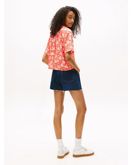Chemise Courte Imprimée À Manches Courtes Tommy Hilfiger en coloris Red