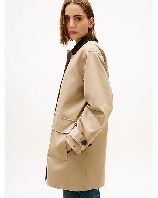 Tommy Hilfiger Waterafstotende 2-In-1 Jas Van Twill in het Natural