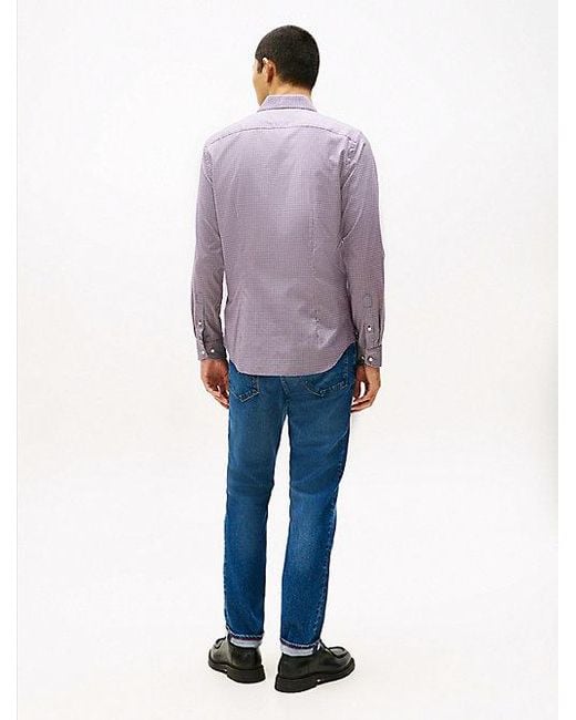 Tommy Hilfiger Smart Casual Slim Fit Dobby Overhemd Met Ruit in het Purple voor heren