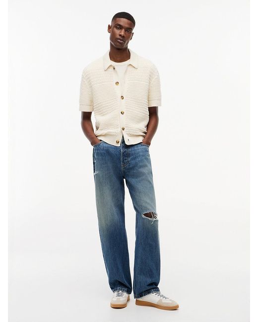 Tommy Hilfiger White Tommy Badge Woven Short Sleeve Shirt for men