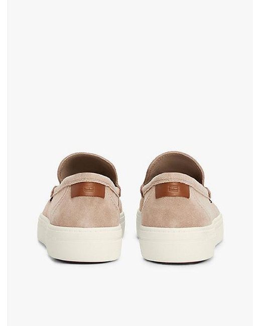 Tommy Hilfiger Signature Suède Instap-Loafer in het Natural voor heren