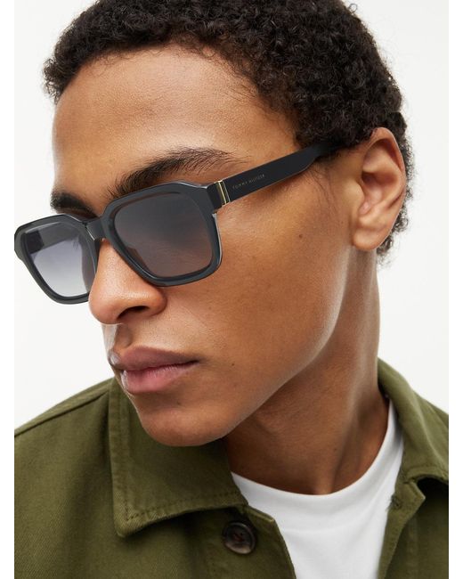 Tommy Hilfiger White Signature Tip Square Sunglasses for men