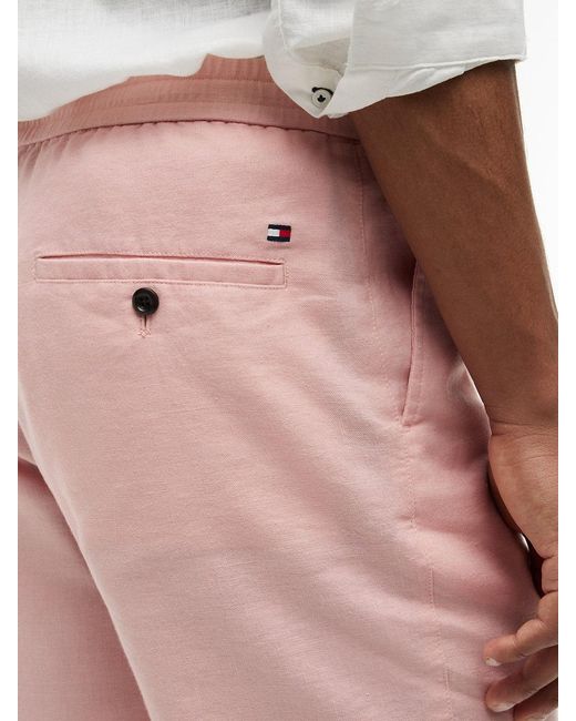 Tommy Hilfiger White Dover Linen Blend Regular Fit Chino Shorts for men