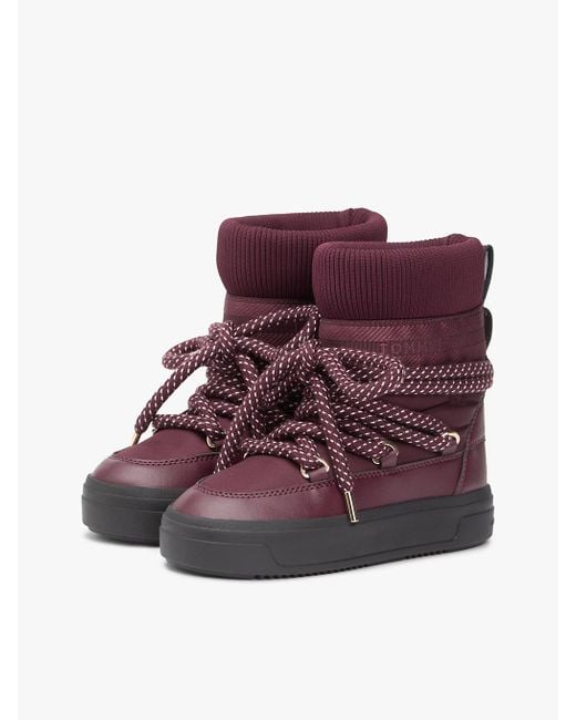 Tommy Hilfiger Red Water Repellent Lace-Up Snow Boots