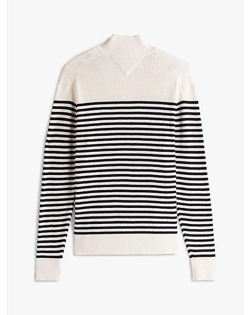 Tommy Hilfiger Adaptive Trui Met Korte Rits En Geborduurde Vlag in het White voor heren