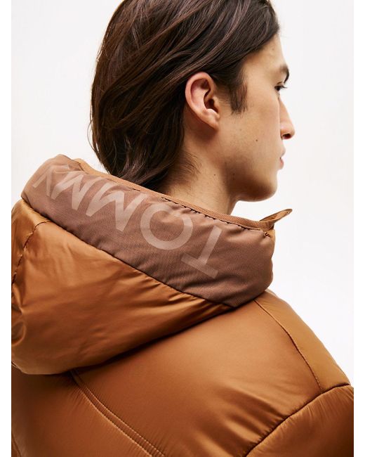Giubbino Imbottito Con Cappuccio E Logo di Tommy Hilfiger in Brown da Uomo