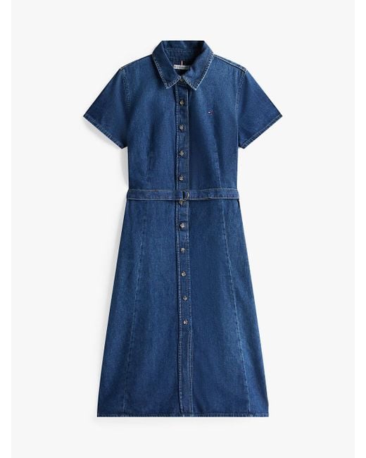 Tommy Hilfiger Blue Adaptive Denim Midi Shirt Dress