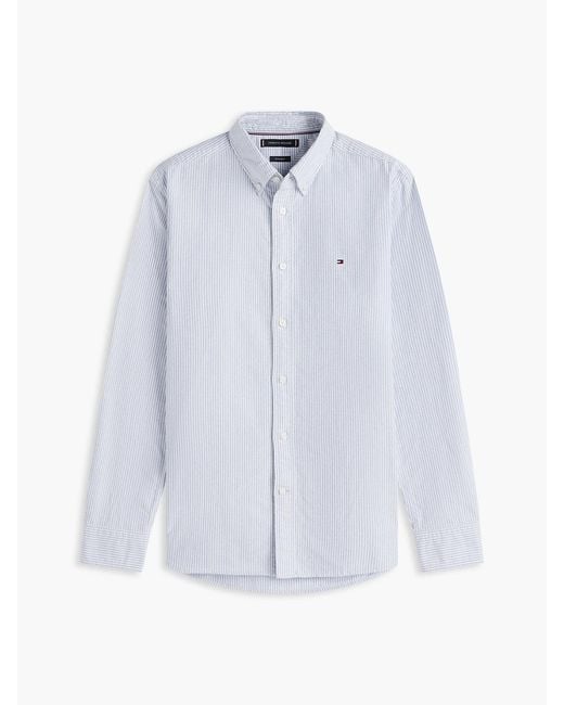 Tommy Hilfiger White Heritage Oxford Stripe Regular Long Sleeve Shirts for men