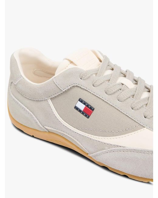 Tommy Hilfiger White Suede Mixed Texture Archive Runner Trainers for men