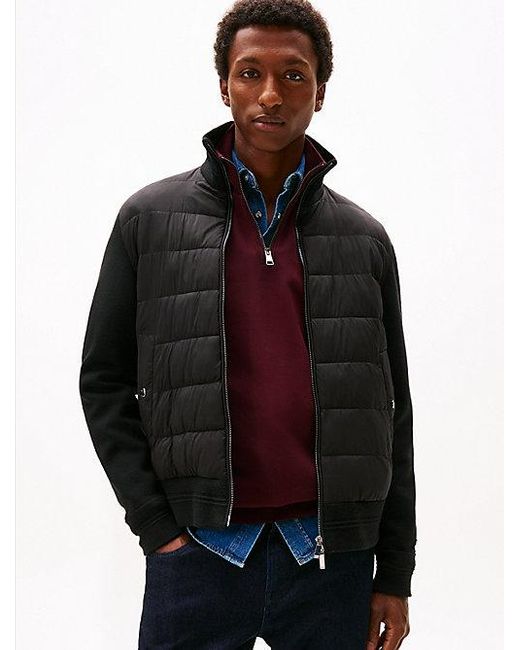Cazadora Smart Casual Con Mezcla De Texturas Tommy Hilfiger de hombre de color Black