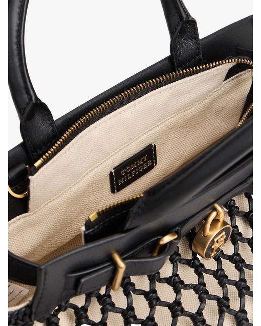 Tommy Hilfiger Black The American Icon Macrame Tote Bag