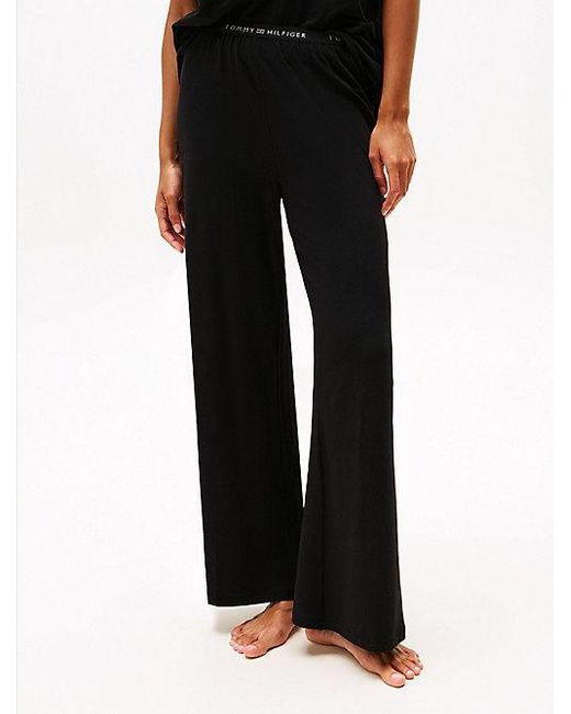 Tommy Hilfiger Black Pyjamahose Mit Logos Am Taillenbund
