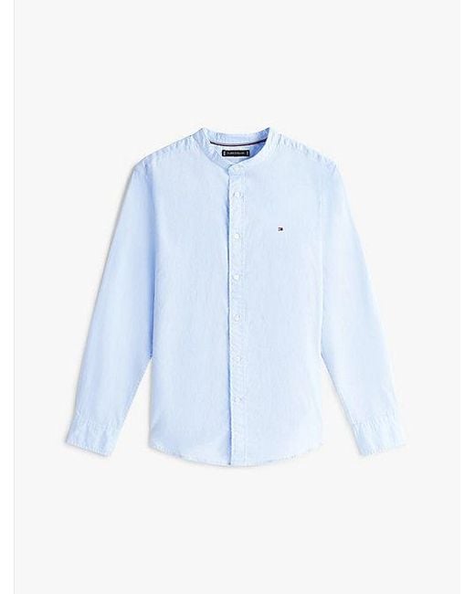 Tommy Hilfiger Regular Fit Poplin Overhemd Met Opstaande Kraag in het Blue voor heren