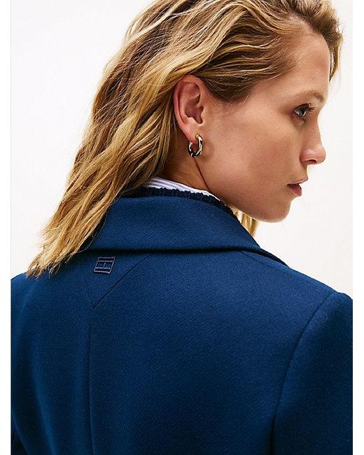 Tommy Hilfiger Single-Breasted Jas Met Kasjmier in het Blue