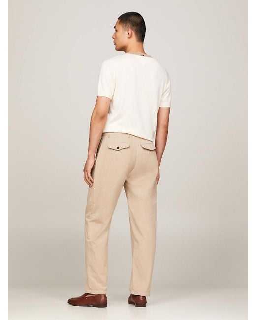 Tommy Hilfiger Natural Lightweight Pleated Chinos for men