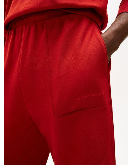 Tommy Hilfiger Red Essential Logo Terry Lounge Shorts for men