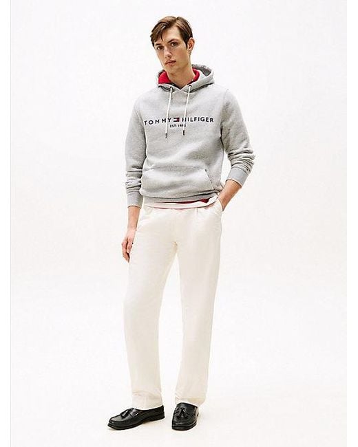 Tommy Hilfiger Flex Fleece Hoodie Met Logo in het Gray voor heren