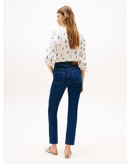 Vaqueros Ajustados Y Tobilleros De Talle Alto Tommy Hilfiger de color Blue