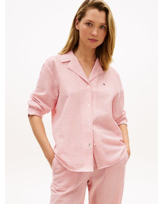 Tommy Hilfiger Pink Essential Seersucker Pyjama Shirt