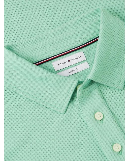 Tommy Hilfiger Green Regular Fit Mesh Jersey Polo Shirt for men