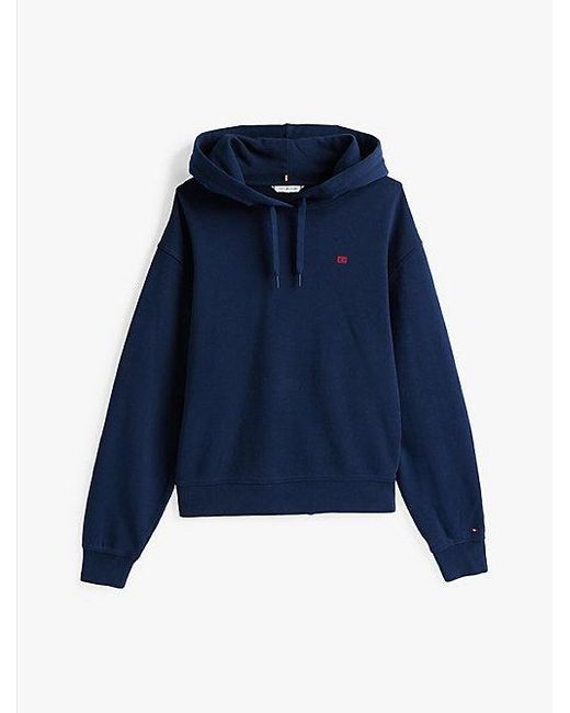 Tommy Hilfiger Blue Kontrast-Hoodie Mit Hilfiger Flag-Stickerei