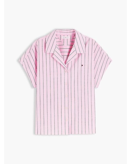 Tommy Hilfiger Blue Relaxed Fit Poplin Short Sleeve Shirt