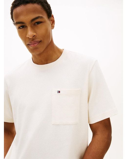 Tommy Hilfiger White Pocket Relaxed Mesh Jersey T-Shirt for men
