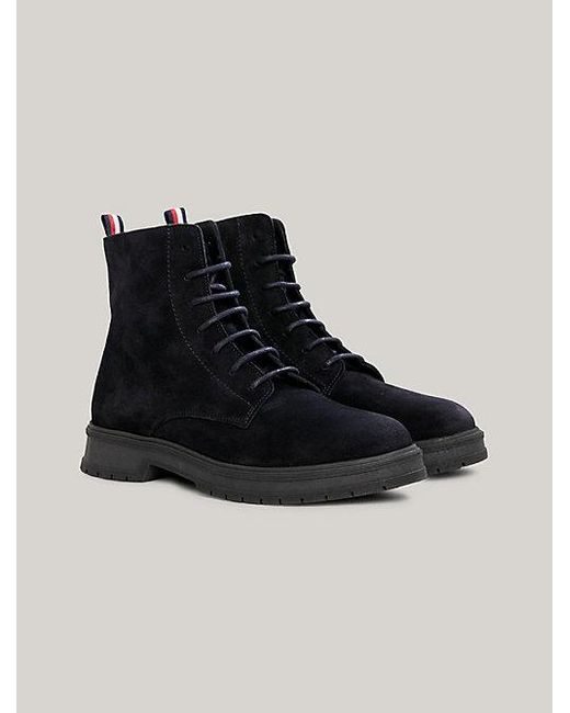 Botines de ante con cordones Tommy Hilfiger de hombre de color Black