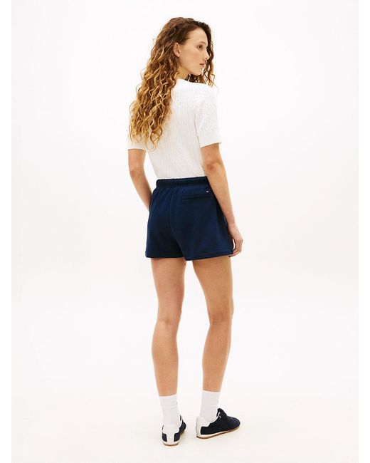 Tommy Hilfiger Blue Logo Embroidery Terry Sweat Shorts
