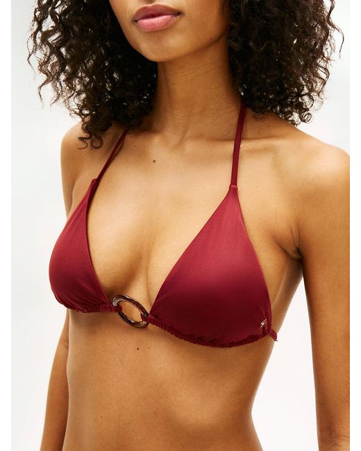 Tommy Hilfiger Orange Tortoiseshell Ring Slim Triangle Bikini Top