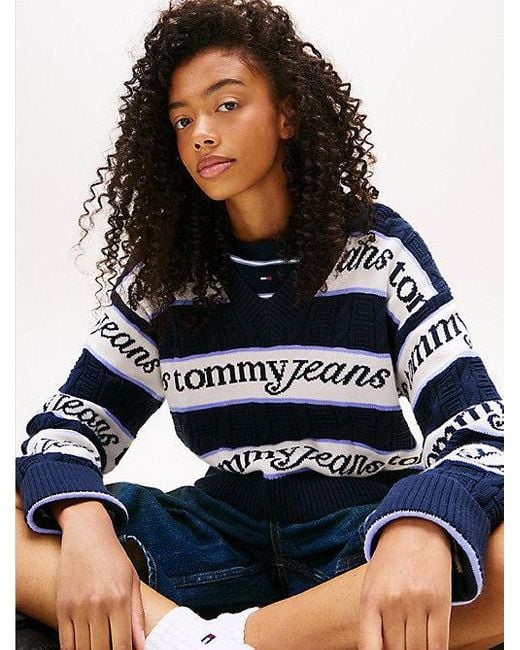 Tommy Hilfiger Blue Tommy Flag Relaxed Fit Pullover Mit Logo