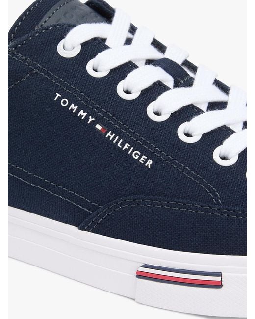 Tommy Hilfiger Blue Canvas Signature Midsole Trainers for men