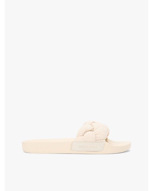Tommy Hilfiger Natural Embossed Braided Strap Slides