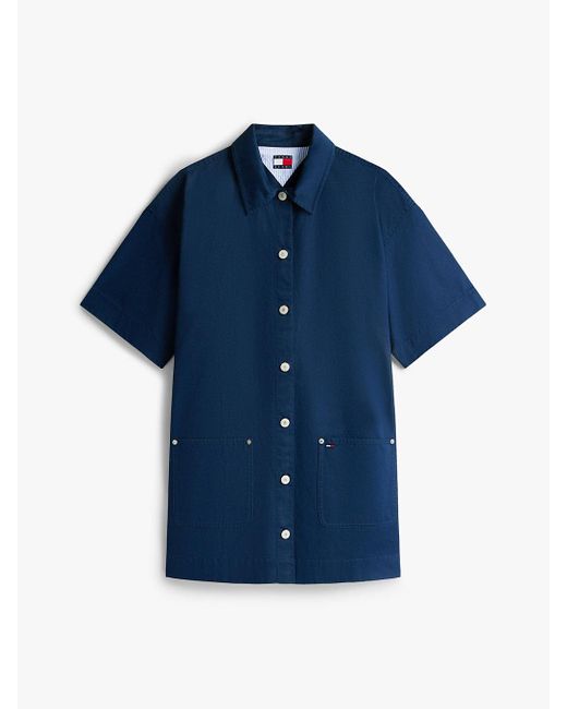 Tommy Hilfiger Blue Patch Pocket Mini Loose Shirt Dress