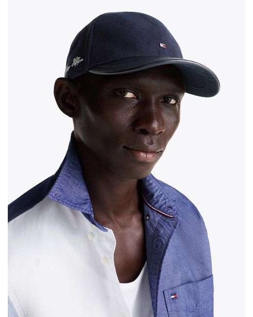 Tommy Hilfiger Blue Hilfiger Flag Smooth Peak Baseball Cap for men