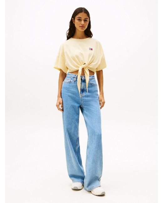 Tommy Hilfiger Blue Tommy Badge Cropped Knot T-shirt