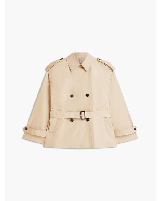 Tommy Hilfiger Natural Water Repellent Relaxed Short Trench Coat