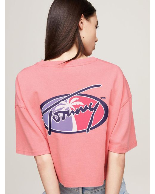 T-shirt court Archive à logo oversize au dos Tommy Hilfiger en coloris Red