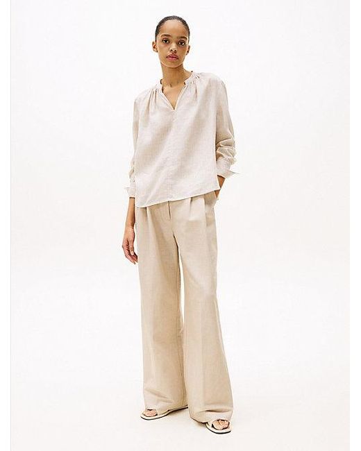 Blusa De Corte Amplio En Lino Tommy Hilfiger de color Natural