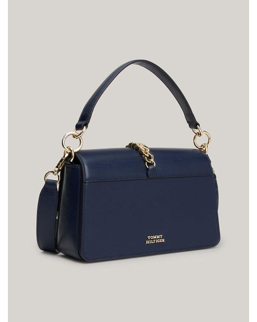 Tommy Hilfiger Blue Th Monogram Chain Leather Crossover Bag