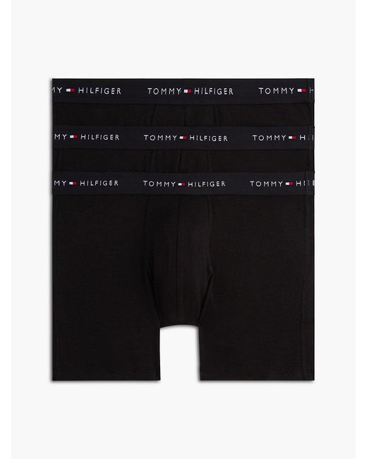 Tommy Hilfiger Black 3-pack Signature Logo Waistband Boxer Briefs for men