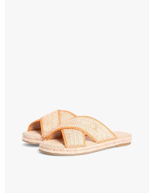Tommy Hilfiger Natural Raffia Th Monogram Espadrille Mules