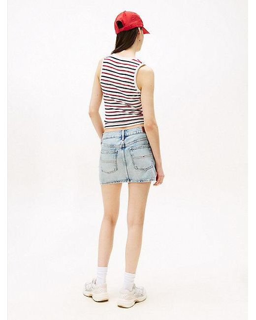 Tommy Hilfiger Geribde Slim Fit Tanktop Met Geborduurde Vlag in het Red
